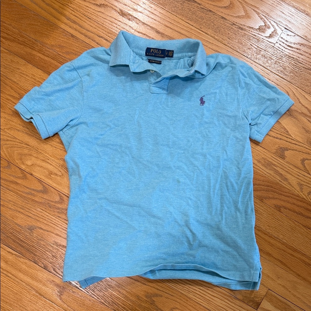 Polo by Ralph Lauren Light Blue Polo with Purple Logo
